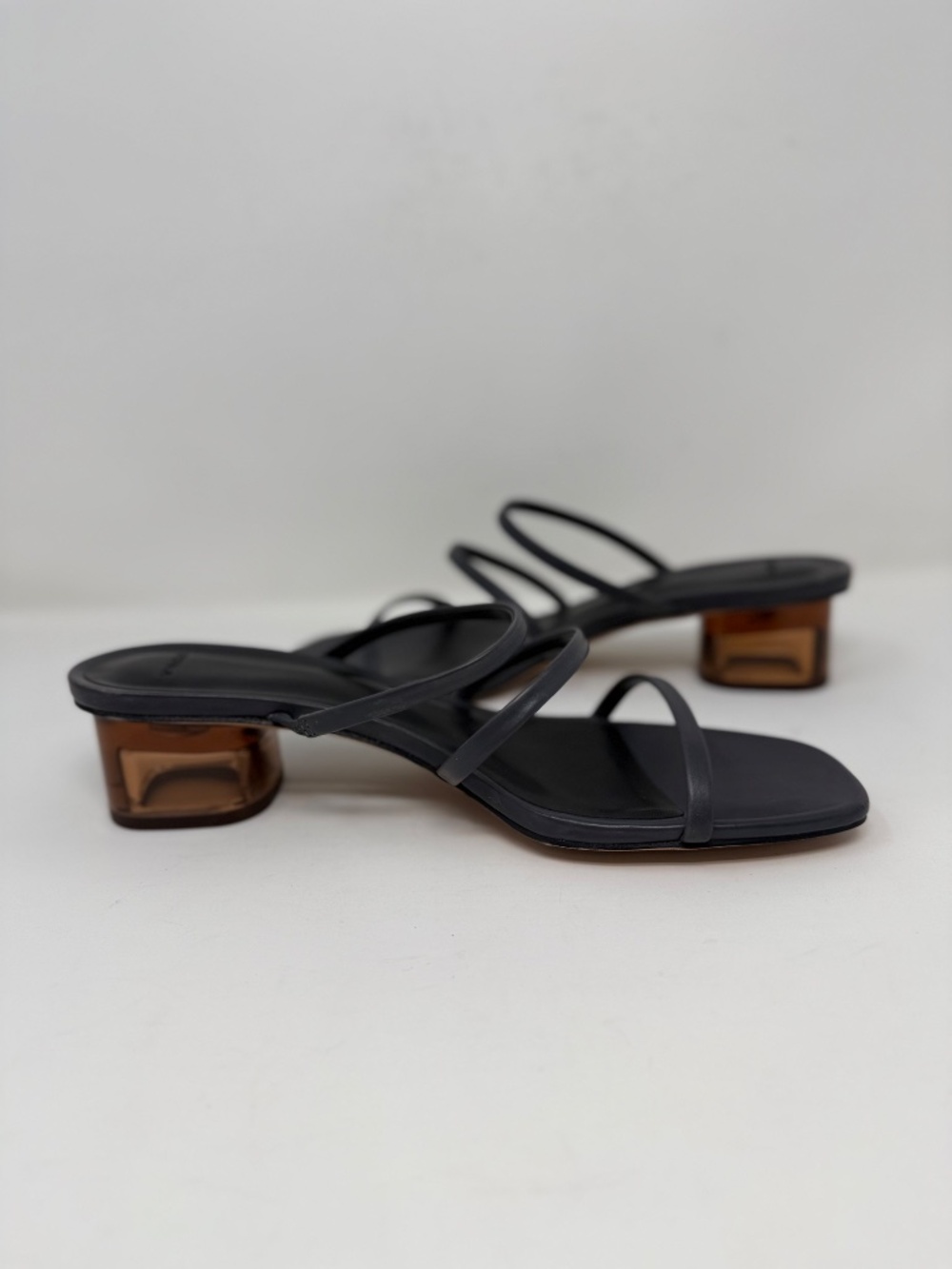New Vince Palm Springs Leather Heeled Sandal In Iris Slate Sz 7.5 - Picture 13 of 14